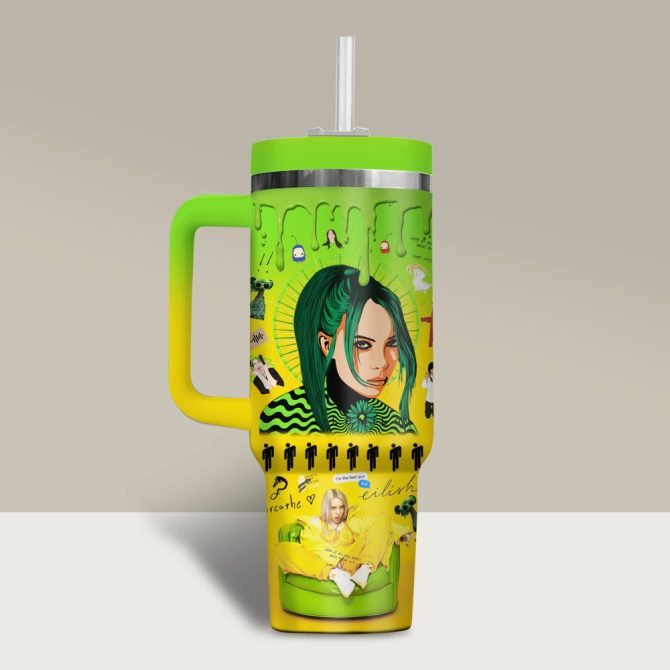 Billie Eilish Music Custom Stanley Quencher 40Oz Stainless Steel Tumbler - Image 2