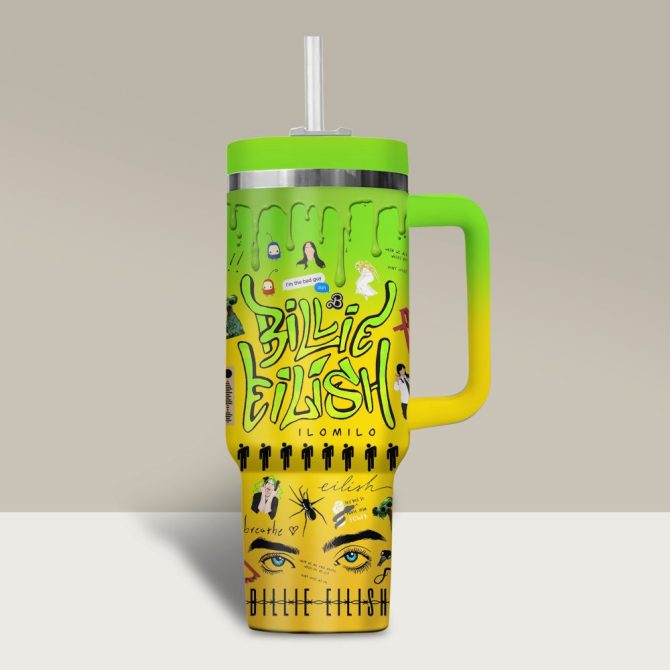 Billie Eilish Music Custom Stanley Quencher 40Oz Stainless Steel Tumbler - Image 3