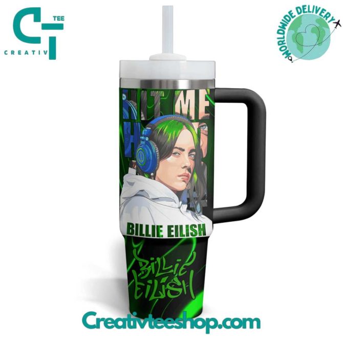 Billie Eilish Music Custom Stanley Quencher 40Oz Stainless Steel Tumbler With Handle - Image 3