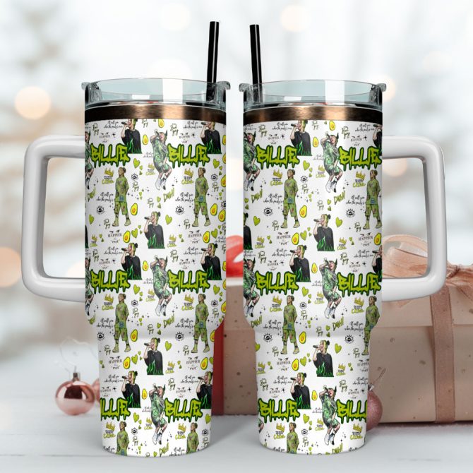 Billie Eilish Music Custom Stanley Quencher 40Oz Stainless Steel Tumbler With Handle - Image 4