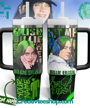 Billie Eilish Music Custom Stanley Quencher 40Oz Stainless Steel Tumbler With Handle