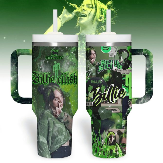 Billie Eilish Music Custom Stanley Quencher 40Oz Stainless Steel Tumbler With Handle