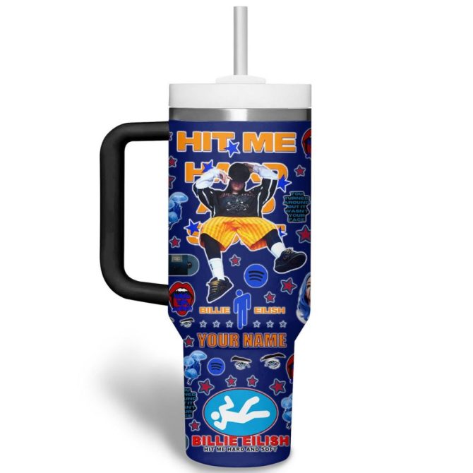 Billie Eilish Music Custom Stanley Quencher 40Oz Stainless Steel Tumbler With Handle - Image 2