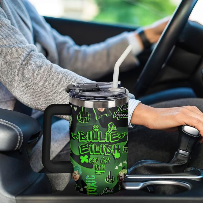 Billie Eilish Music Custom Stanley Quencher 40Oz Stainless Steel Tumbler With Handle - Image 6
