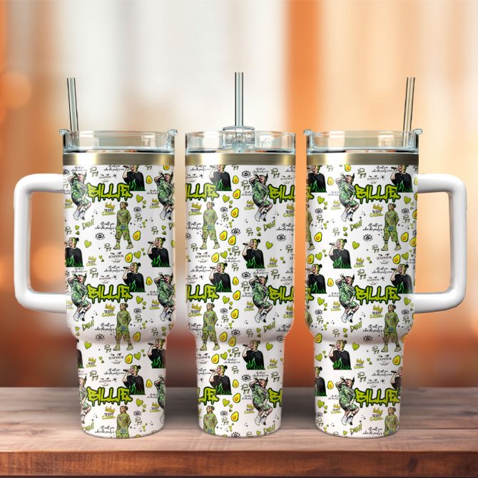 Billie Eilish Music Custom Stanley Quencher 40Oz Stainless Steel Tumbler With Handle