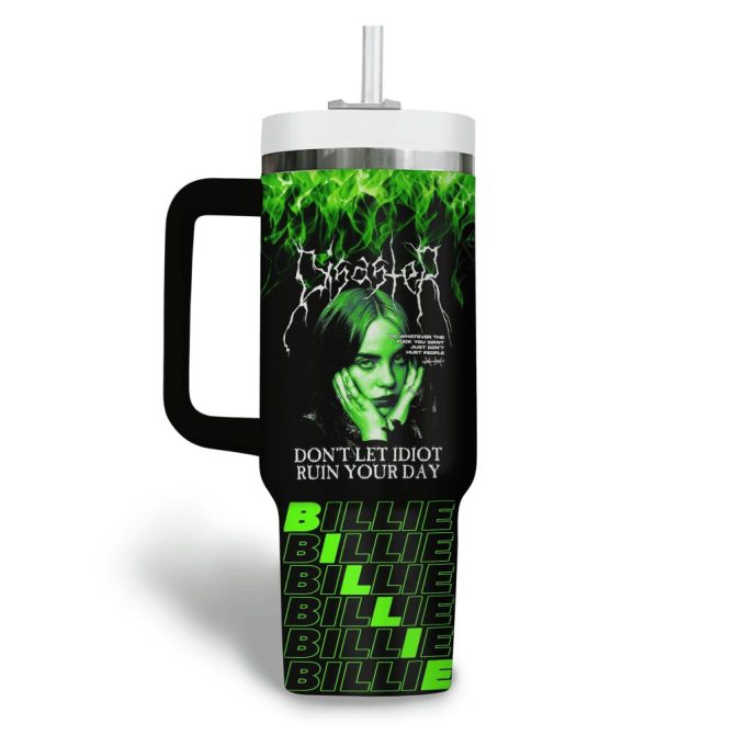 Billie Eilish Music Custom Stanley Quencher 40Oz Stainless Steel Tumbler With Handle - Image 3