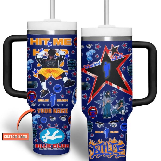 Billie Eilish Music Custom Stanley Quencher 40Oz Stainless Steel Tumbler With Handle