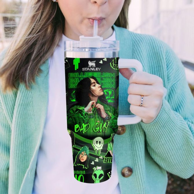 Billie Eilish Music Custom Stanley Quencher 40Oz Stainless Steel Tumbler With Handle - Image 5