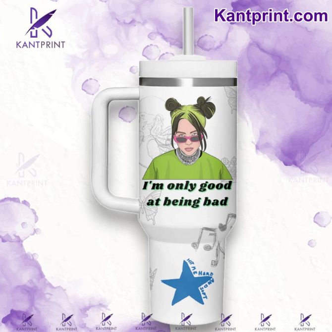 Billie Eilish Music Custom Stanley Quencher 40Oz Stainless Steel Tumbler With Handle - Image 2