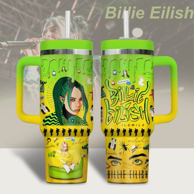 Billie Eilish Music Custom Stanley Quencher 40Oz Stainless Steel Tumbler