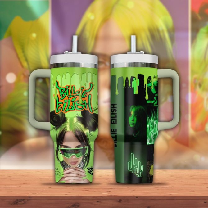 Billie Eilish Music Custom Stanley Quencher 40Oz Stainless Steel Tumbler