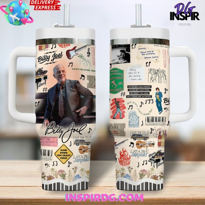 Billy Joel Music Custom Stanley Quencher 40Oz Stainless Steel Tumbler - Image 2