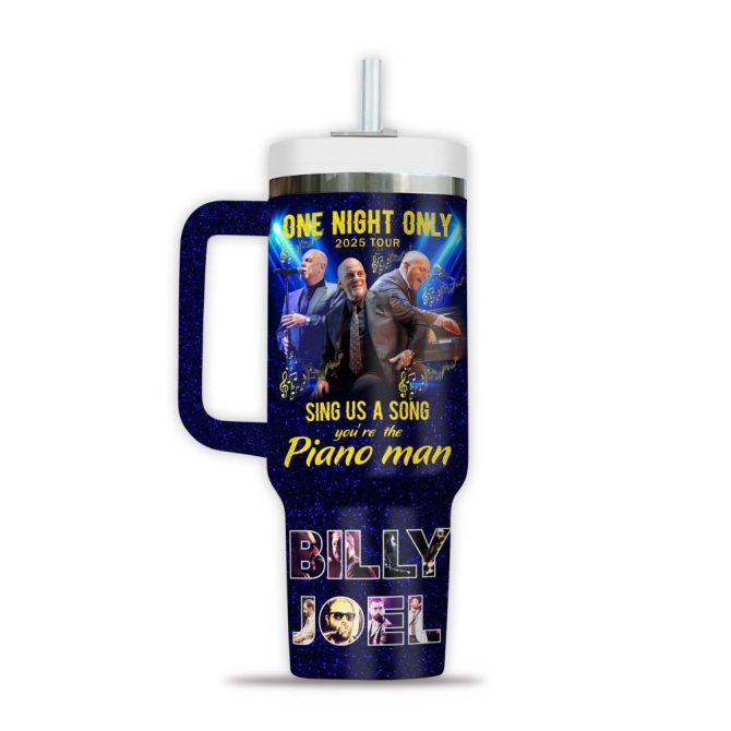 Billy Joel Music Custom Stanley Quencher 40Oz Stainless Steel Tumbler With Handle - Image 2