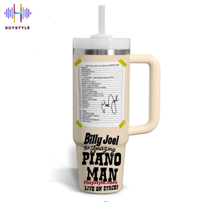 Billy Joel Music Custom Stanley Quencher 40Oz Stainless Steel Tumbler With Handle - Image 4