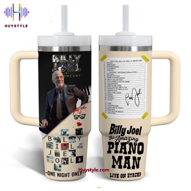 Billy Joel Music Custom Stanley Quencher 40Oz Stainless Steel Tumbler With Handle - Image 2
