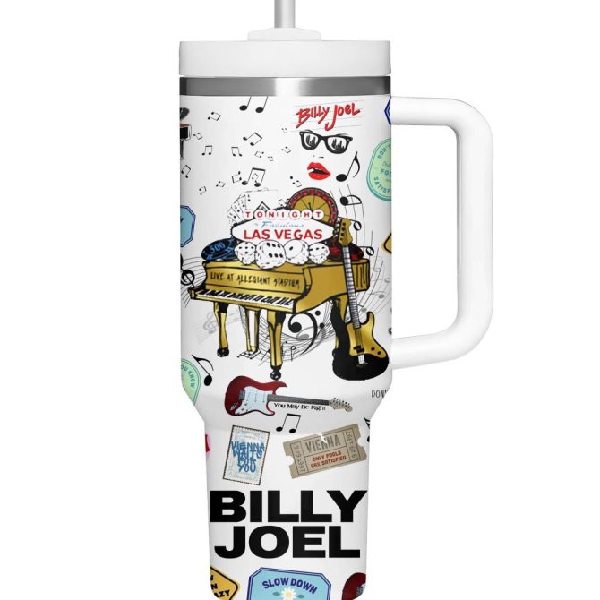 Billy Joel Music Custom Stanley Quencher 40Oz Stainless Steel Tumbler With Handle - Image 3