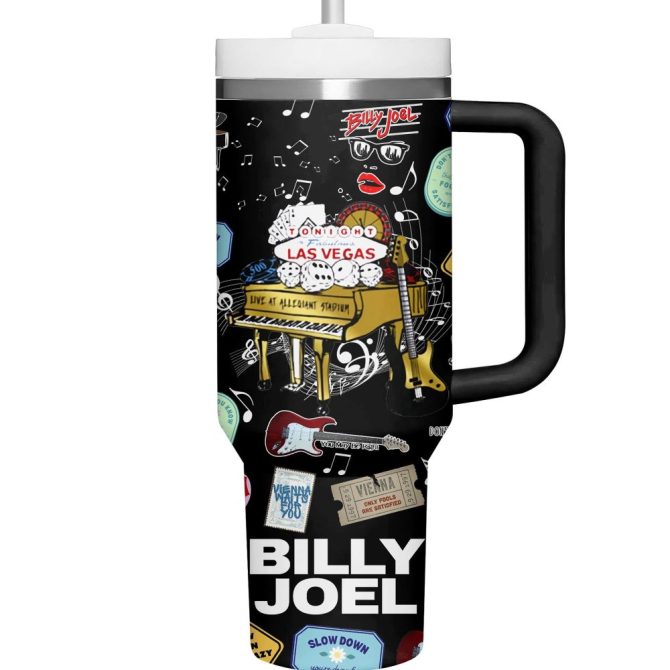 Billy Joel Music Custom Stanley Quencher 40Oz Stainless Steel Tumbler With Handle - Image 3