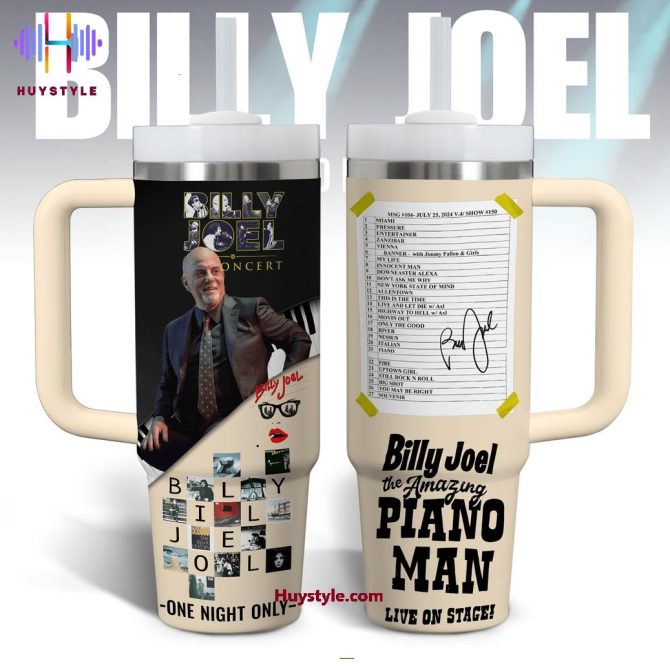 Billy Joel Music Custom Stanley Quencher 40Oz Stainless Steel Tumbler With Handle