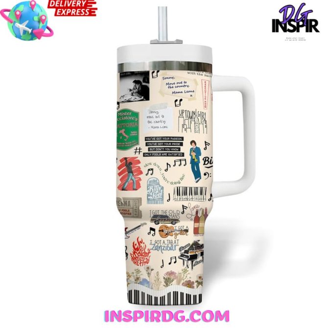 Billy Joel Music Custom Stanley Quencher 40Oz Stainless Steel Tumbler - Image 3