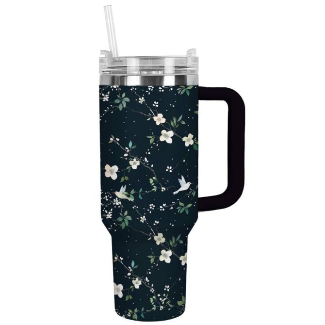 Bird Custom Stanley Quencher 40Oz Stainless Steel Tumbler With Handle