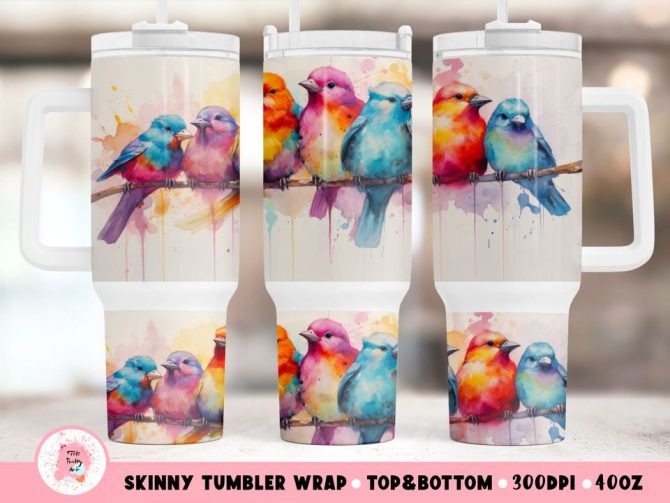 Birds Skinny Custom Stanley Quencher 40Oz Stainless Steel Tumbler - Image 2