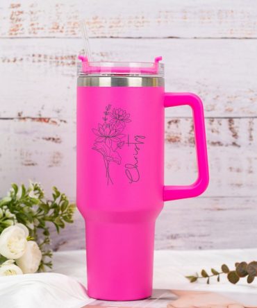 Birth Flower Custom Stanley Quencher 40Oz Stainless Steel Tumbler