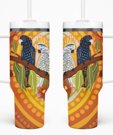 Black And White Cockatoo Birds Custom Stanley Quencher 40Oz Stainless Steel Tumbler