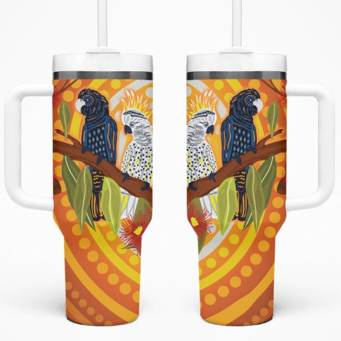 Black And White Cockatoo Birds Custom Stanley Quencher 40Oz Stainless Steel Tumbler