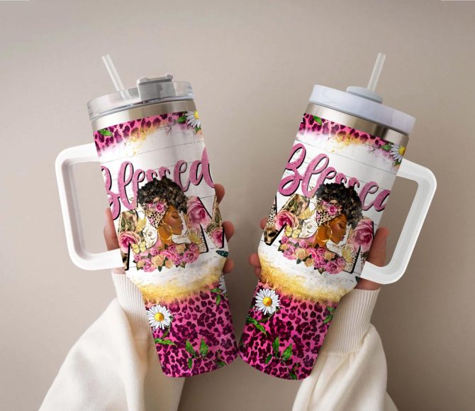 Black Mom Custom Stanley Quencher 40Oz Stainless Steel Tumbler - Image 5