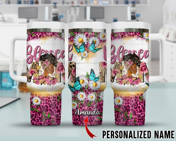 Black Mom Custom Stanley Quencher 40Oz Stainless Steel Tumbler