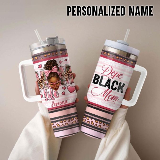 Black Mom Custom Stanley Quencher 40Oz Stainless Steel Tumbler