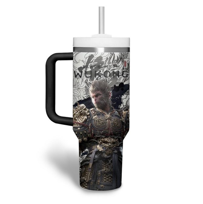 Black Myth Wukong Movies Custom Stanley Quencher 40Oz Stainless Steel Tumbler With Handle - Image 3