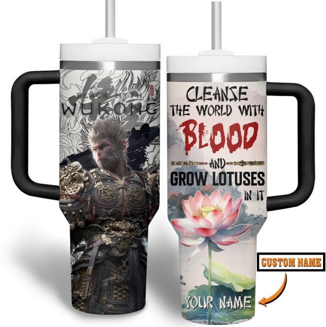 Black Myth Wukong Movies Custom Stanley Quencher 40Oz Stainless Steel Tumbler With Handle