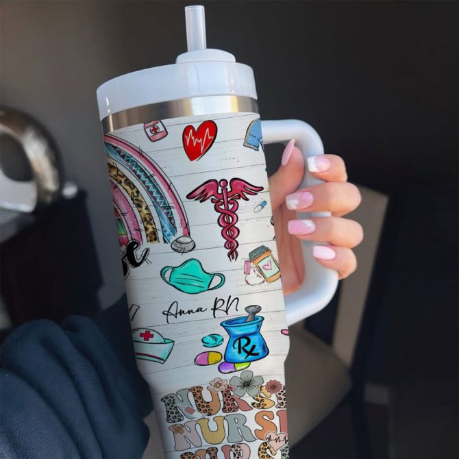Black Nurse Custom Stanley Quencher 40Oz Stainless Steel Tumbler - Image 2