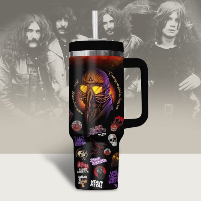 Black Sabbath Music Custom Stanley Quencher 40Oz Stainless Steel Tumbler - Image 3