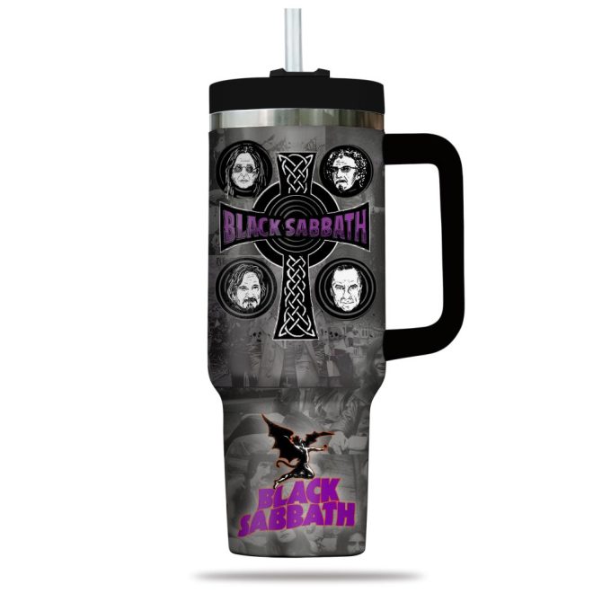 Black Sabbath Music Custom Stanley Quencher 40Oz Stainless Steel Tumbler - Image 3