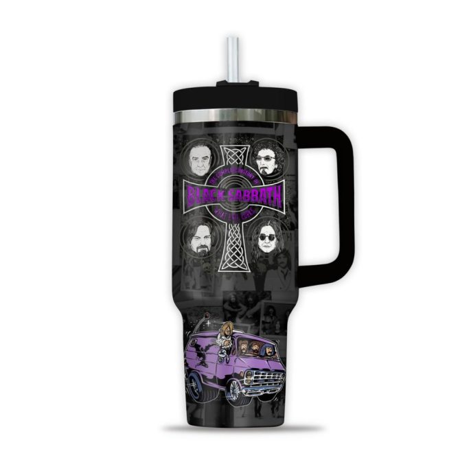 Black Sabbath Music Custom Stanley Quencher 40Oz Stainless Steel Tumbler - Image 3