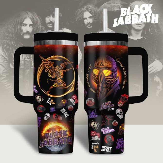 Black Sabbath Music Custom Stanley Quencher 40Oz Stainless Steel Tumbler