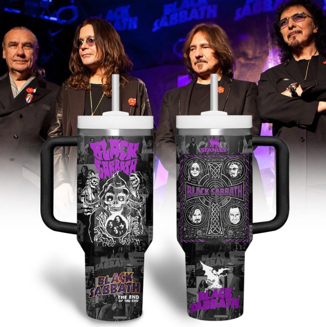 Black Sabbath Music Custom Stanley Quencher 40Oz Stainless Steel Tumbler With Handle