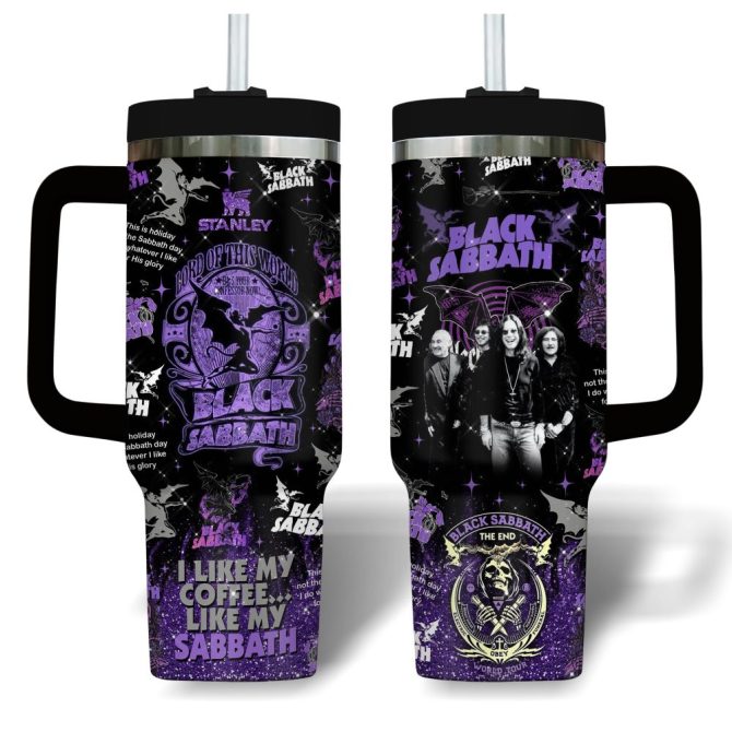 Black Sabbath Music Custom Stanley Quencher 40Oz Stainless Steel Tumbler With Handle - Image 2