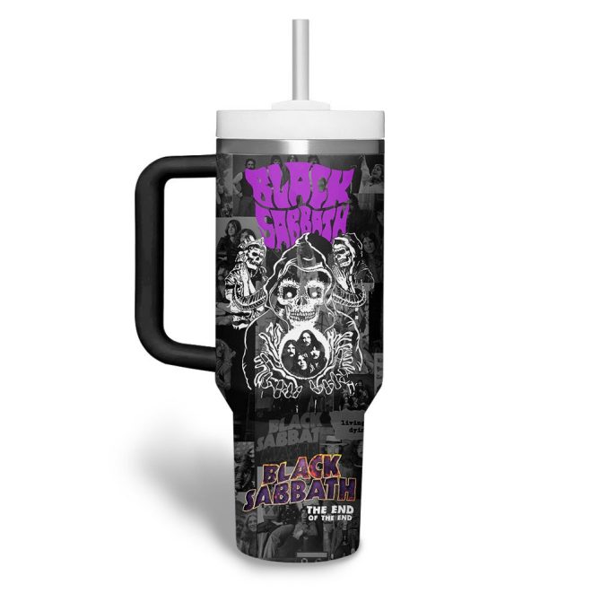 Black Sabbath Music Custom Stanley Quencher 40Oz Stainless Steel Tumbler With Handle - Image 2