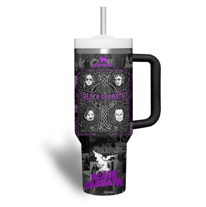 Black Sabbath Music Custom Stanley Quencher 40Oz Stainless Steel Tumbler With Handle - Image 3