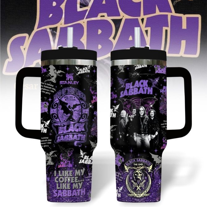 Black Sabbath Music Custom Stanley Quencher 40Oz Stainless Steel Tumbler With Handle