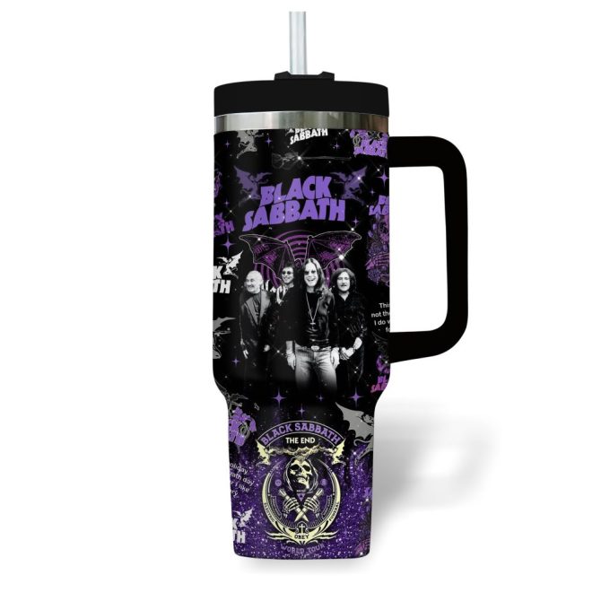 Black Sabbath Music Custom Stanley Quencher 40Oz Stainless Steel Tumbler With Handle - Image 4