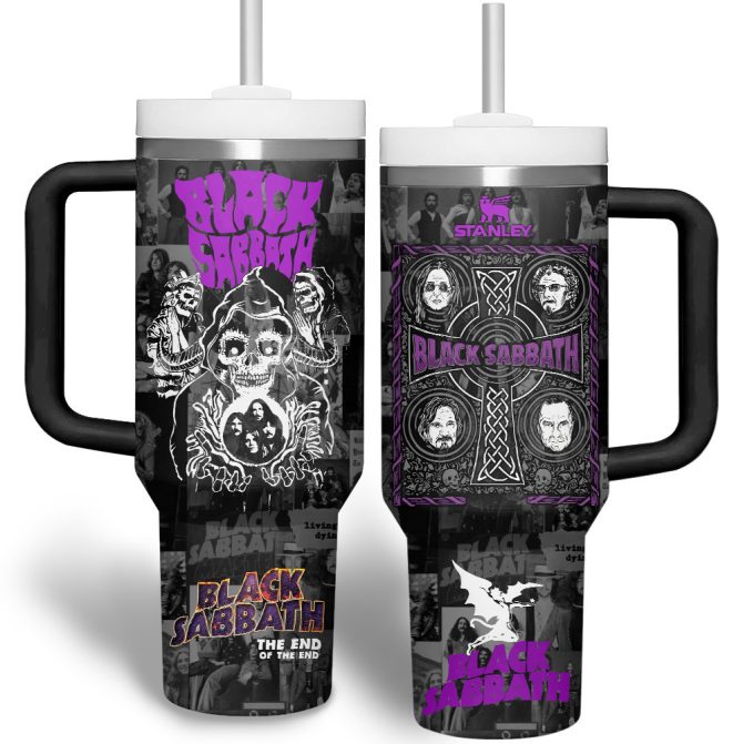 Black Sabbath Music Custom Stanley Quencher 40Oz Stainless Steel Tumbler With Handle - Image 4