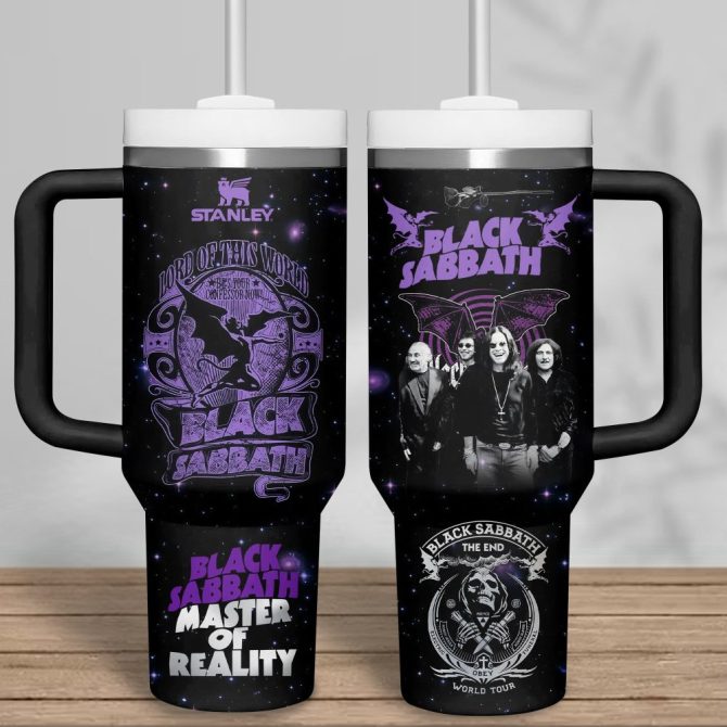 Black Sabbath Music Custom Stanley Quencher 40Oz Stainless Steel Tumbler With Handle - Image 2