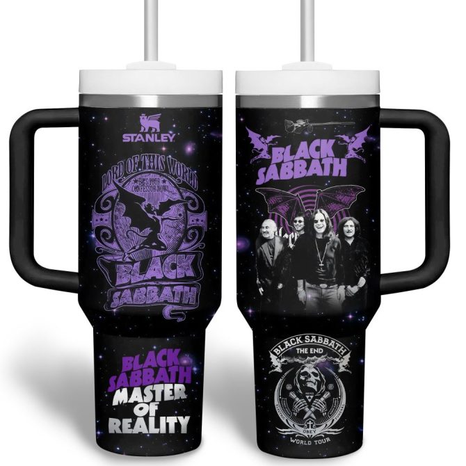 Black Sabbath Music Custom Stanley Quencher 40Oz Stainless Steel Tumbler With Handle - Image 3