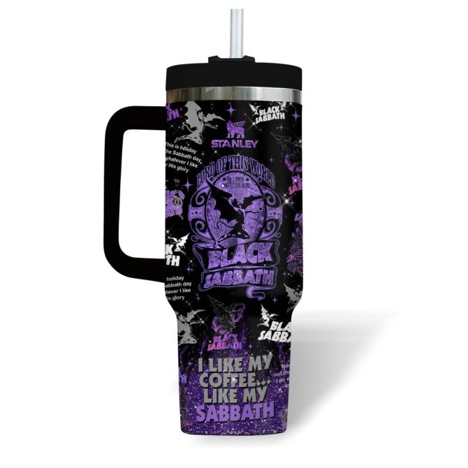 Black Sabbath Music Custom Stanley Quencher 40Oz Stainless Steel Tumbler With Handle - Image 3