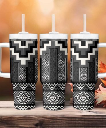 Black Taniko Aotearoa Niho Taniwha Mix Poutama Custom Stanley Quencher 40Oz Stainless Steel Tumbler With Handle