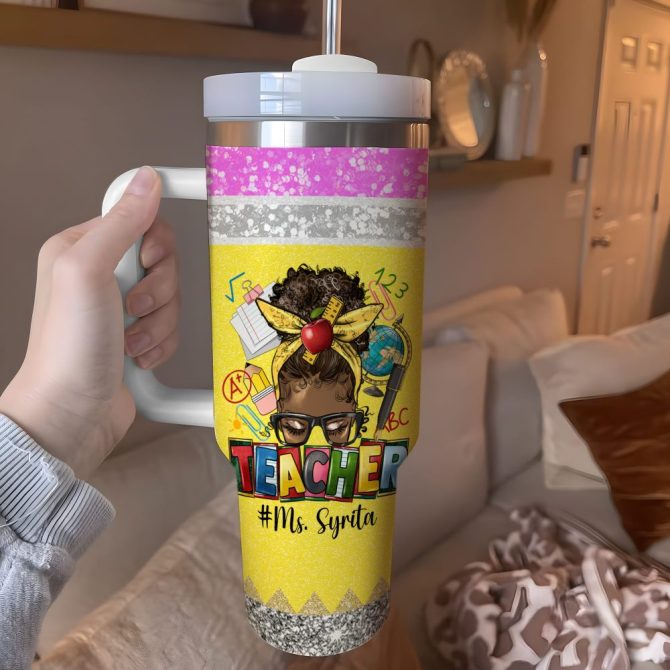 Black Teacher Custom Stanley Quencher 40Oz Stainless Steel Tumbler - Image 5